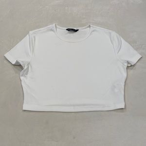 White crop top tee